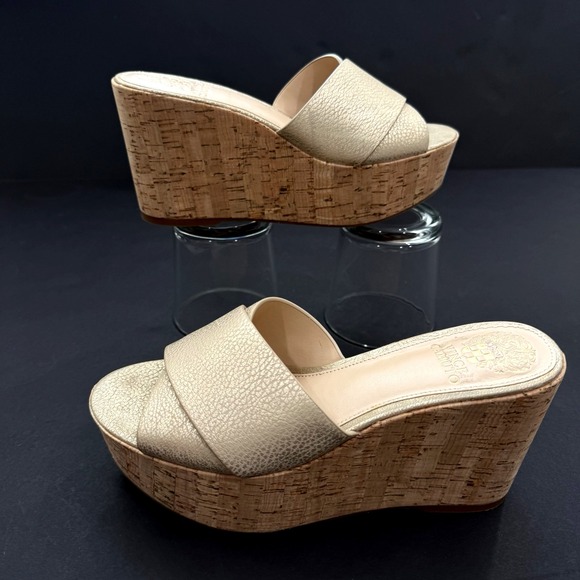 Vince Camuto Shoes - Vince Camuto Platform Wedge Slide Chunky Sandal Women US 7.5 M EU 37.5 Cork Heel